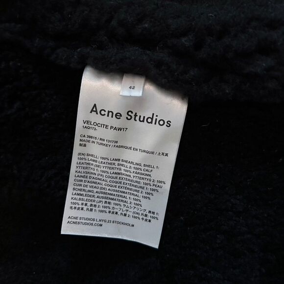 Acne Studios Velocite Leather Trimmed Shearling Jacket - Picture 6 of 12